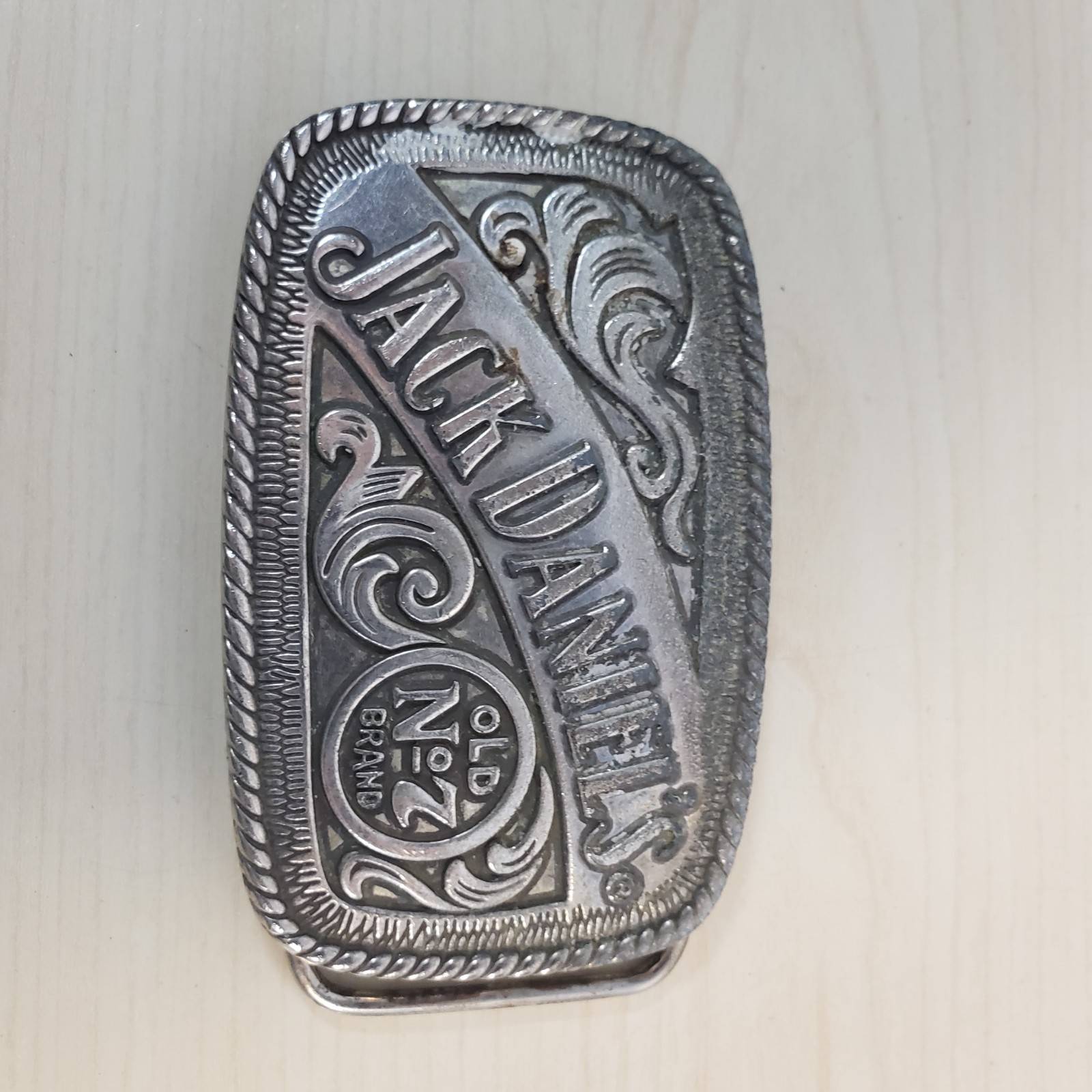 Jack Daniels Belt Buckle Silver Tone Old No.7 Whiskey Western Cowboy Metal 5007