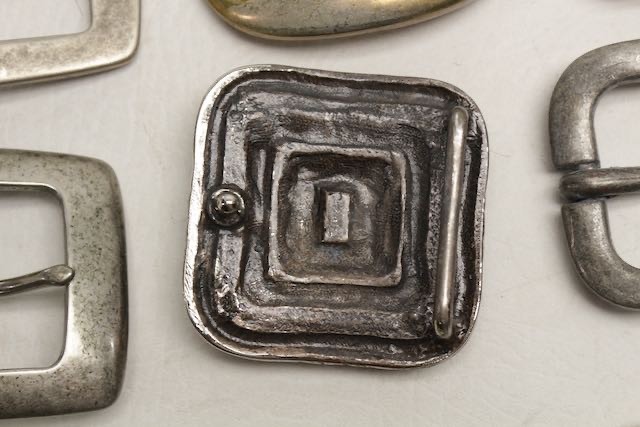Lot of 9 Assorted Belt Buckles 1.5” Jewelled Silvertone Brass Chrome Crafter