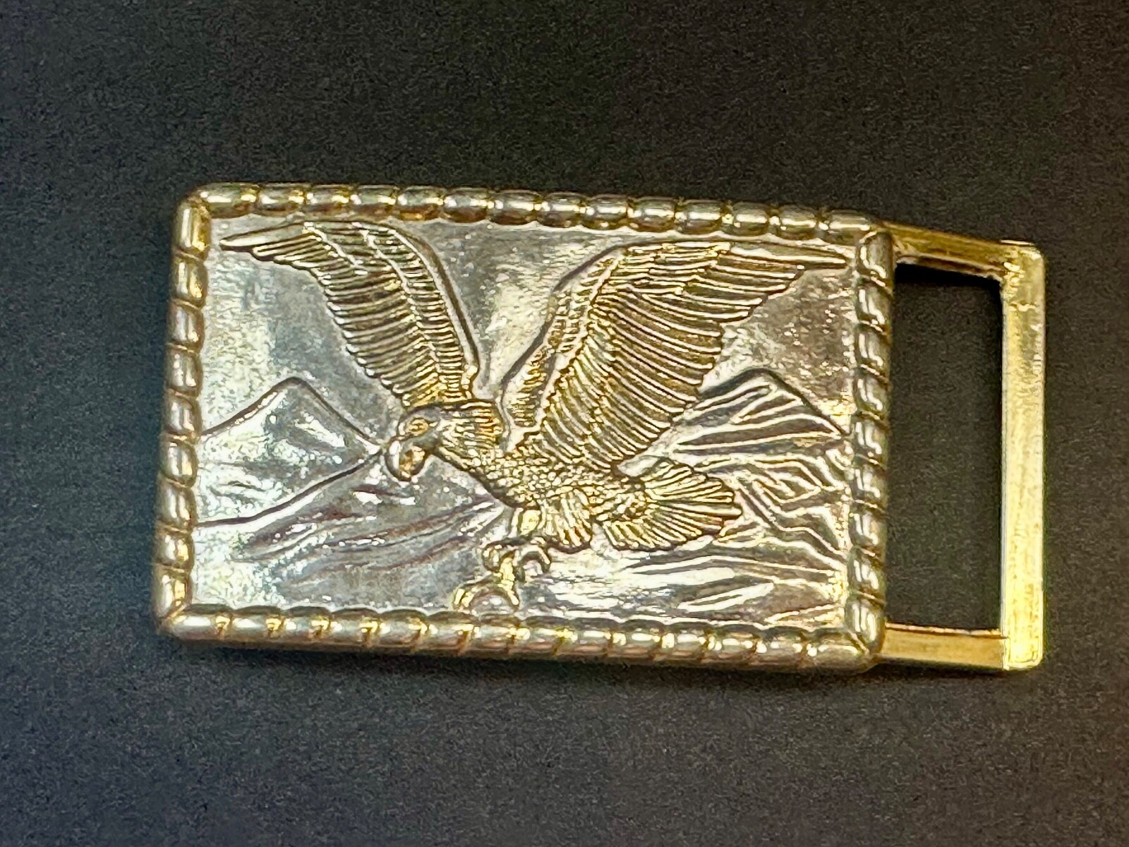 Patriotic Majestic American Eagle Vintage two tone rectangular Belt Buckle