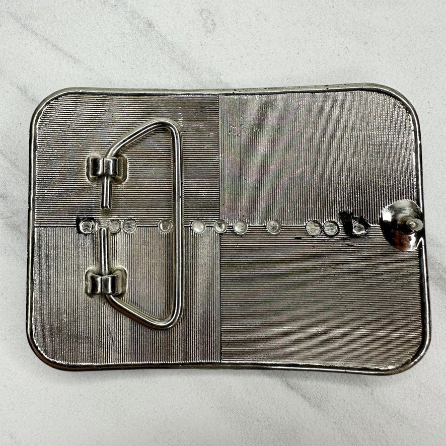 Vintage Flying Eagle Belt Buckle Blue Silver Tone 3.54&Prime; Western Patriotic