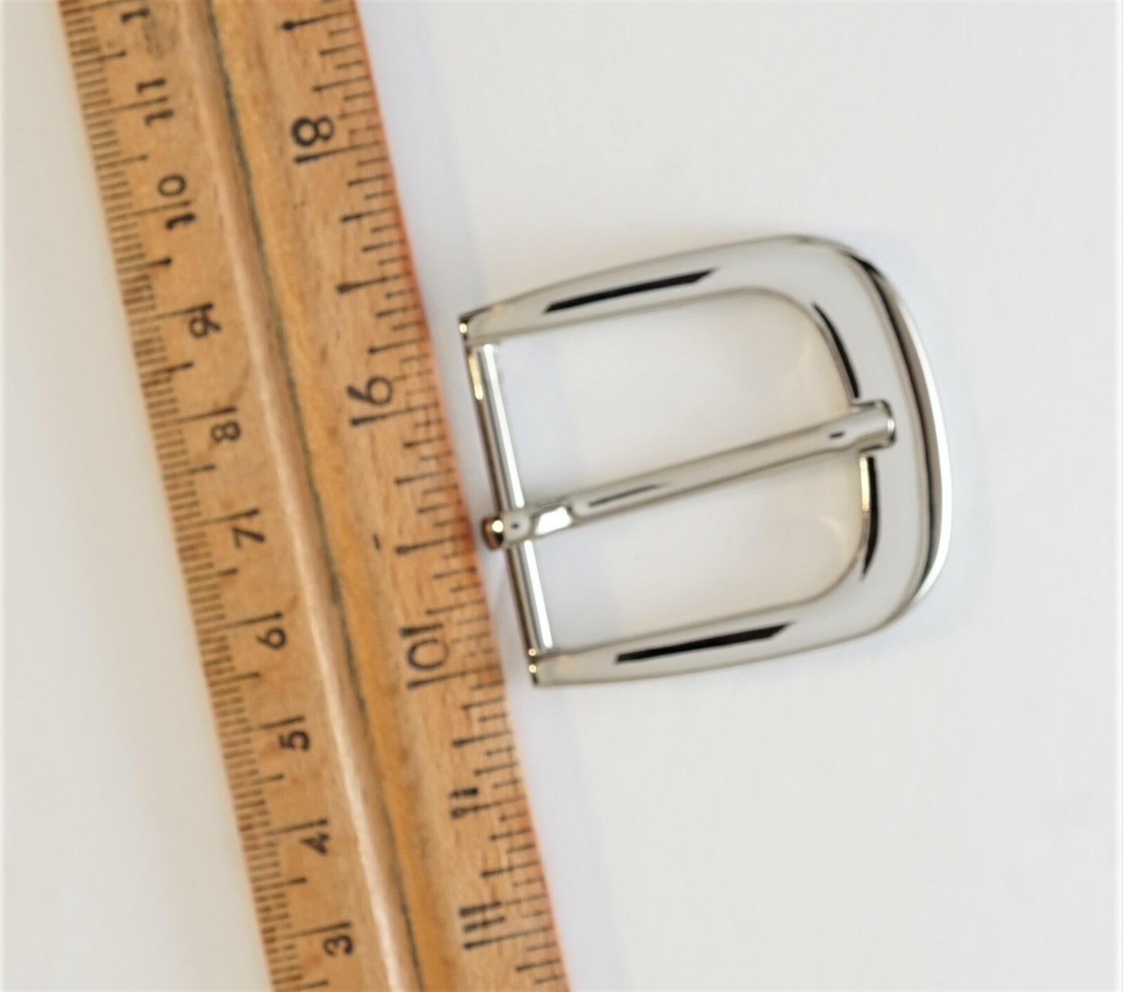 1 1/4 inch (30mm) metal pin buckle (#142S) in nickel silver color finish USA