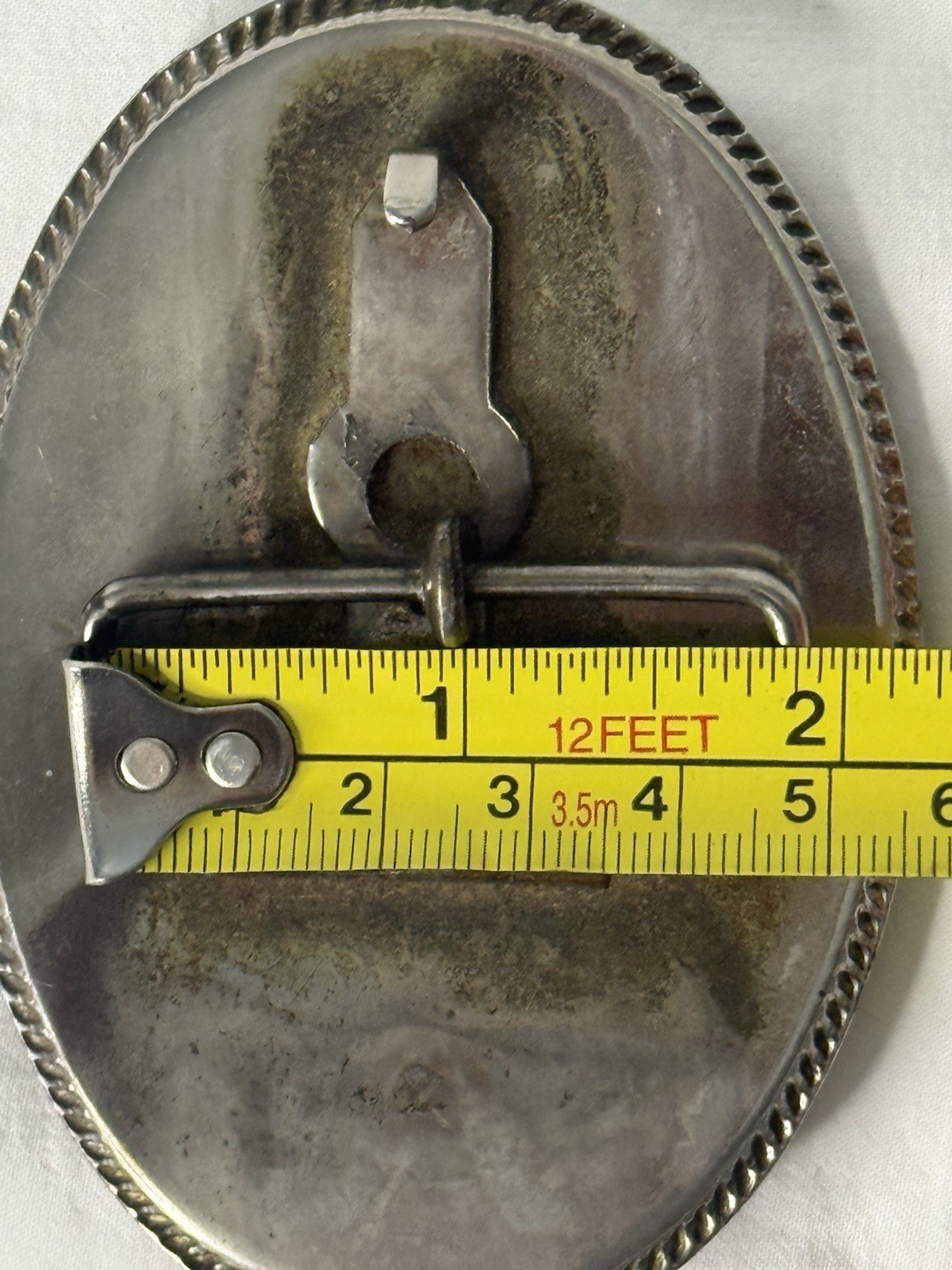 Vintage Incolay Stone SAILING SHIP Belt Buckle