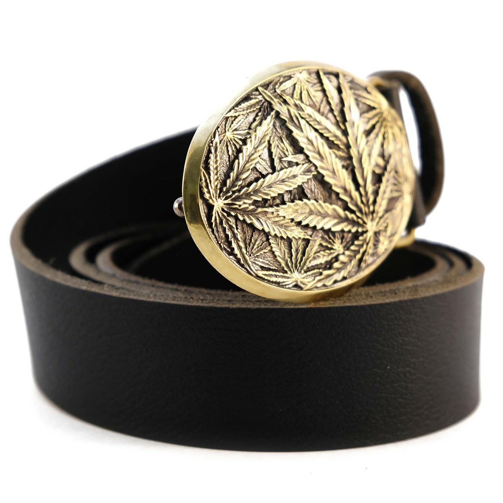 Cannabis leaf solid brass belt buckle, Marijuana Weed Leaf ganja Rasta buckle
