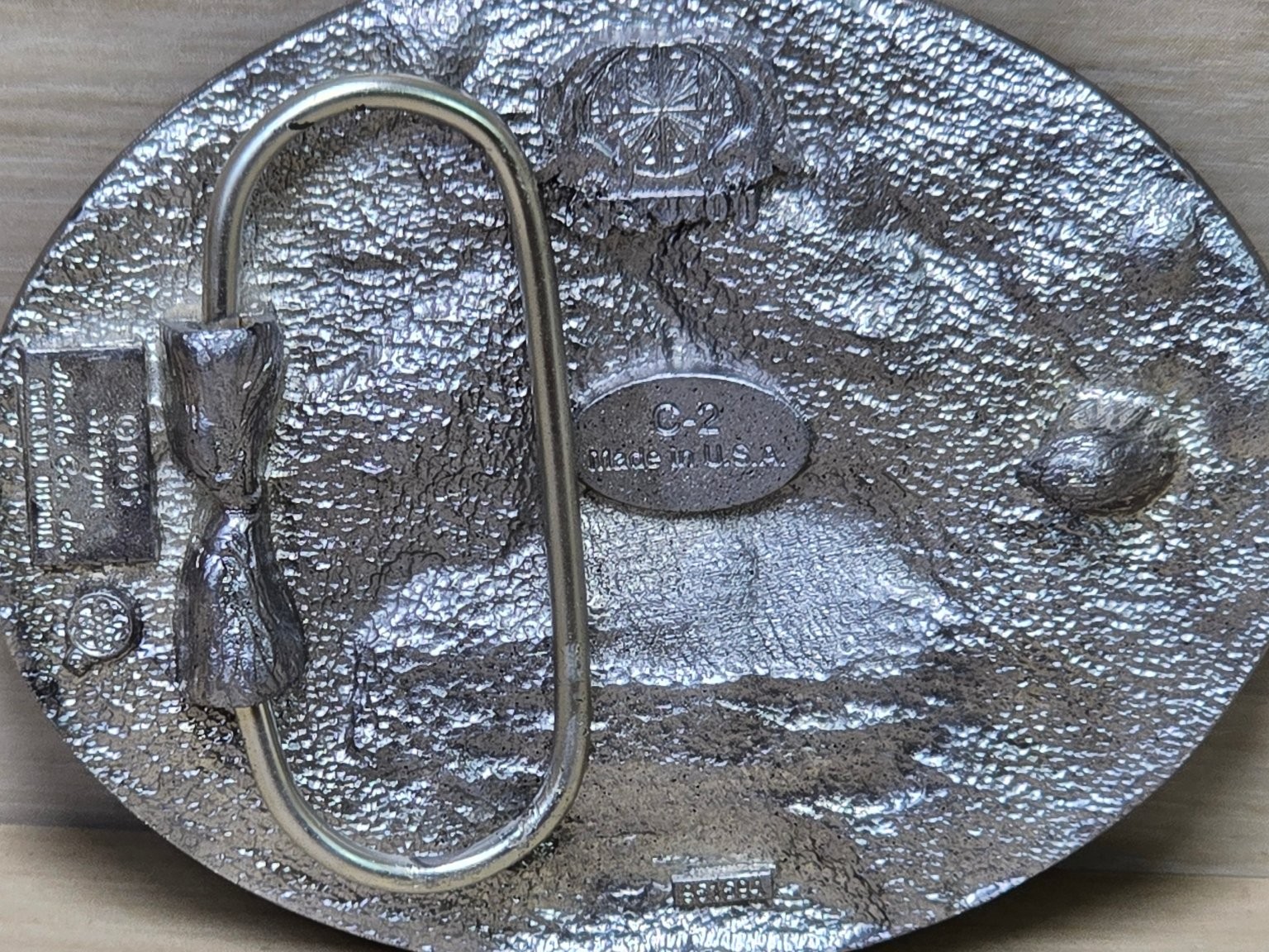 Vintage Native American Warrior Horse Belt Buckle Silver Tone Black Western