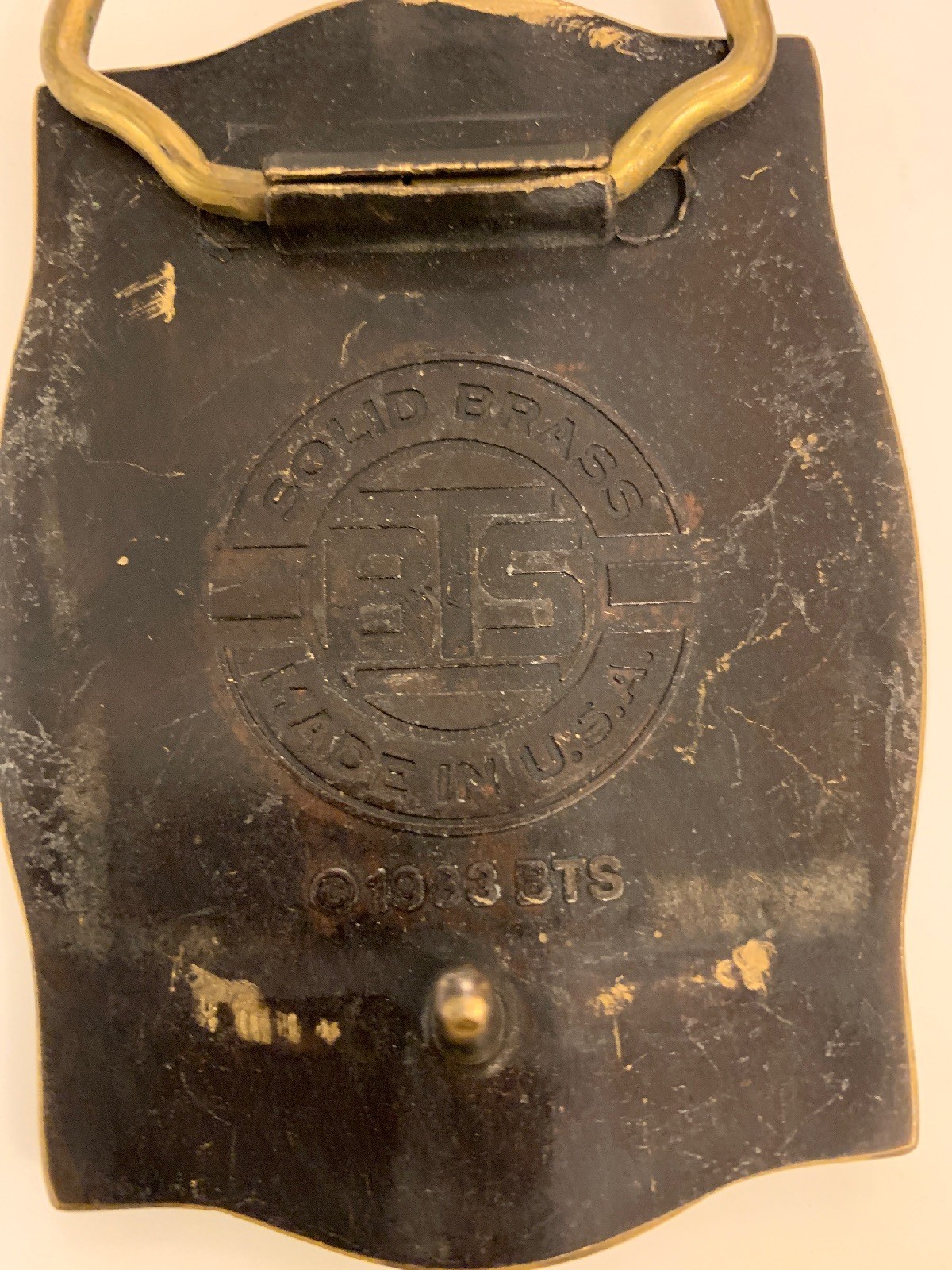 Solid Brass Locomotive Train belt Buckle 1983