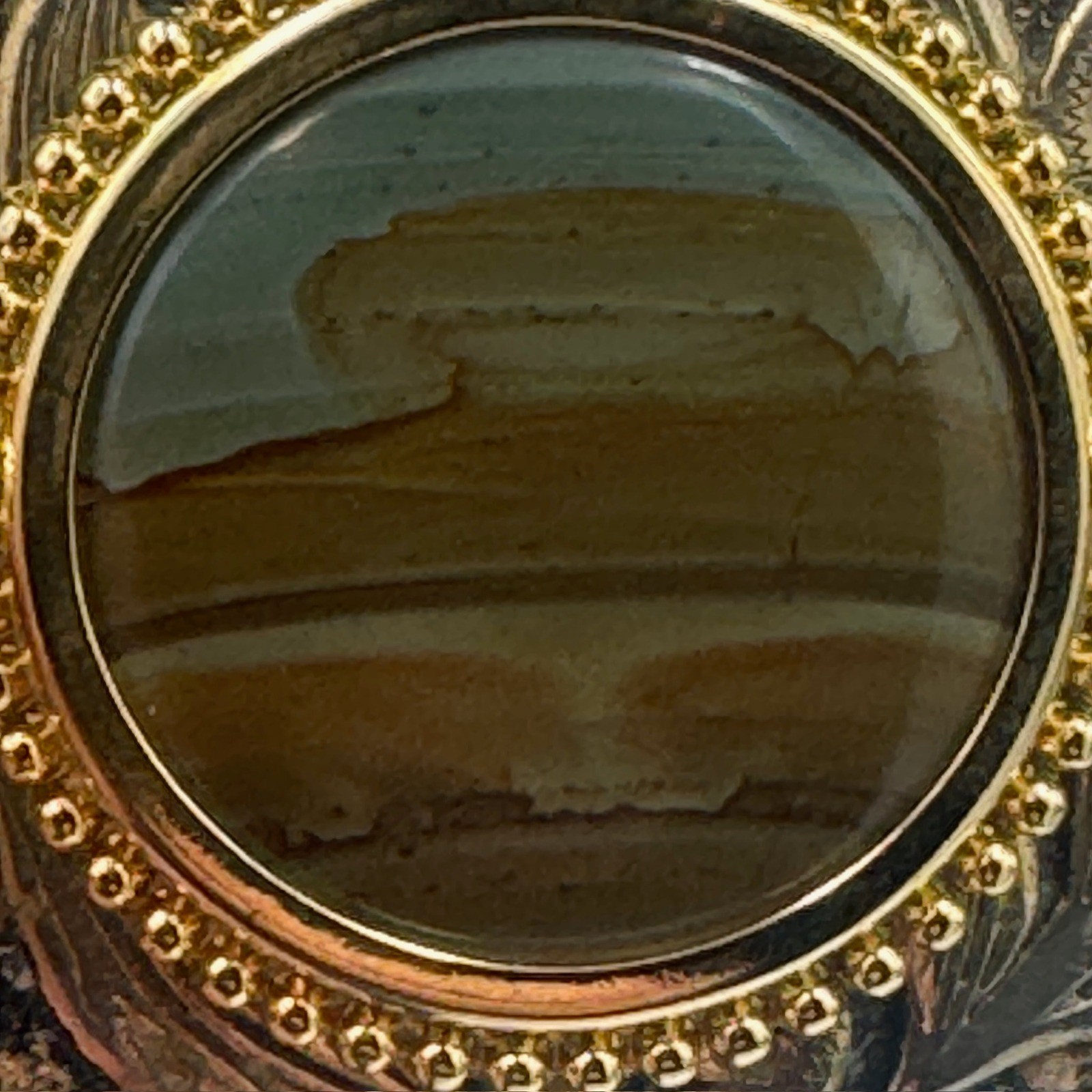 Vintage Western Belt Buckle Two Tone Stone Center