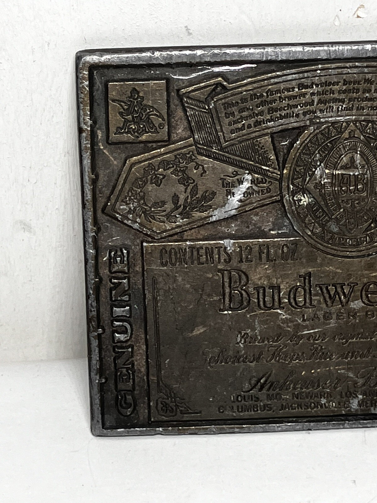 VTG Brass Budweiser Belt Buckle 1970&rsquo;s Classic King Of Beers Anheuser Busch Logo