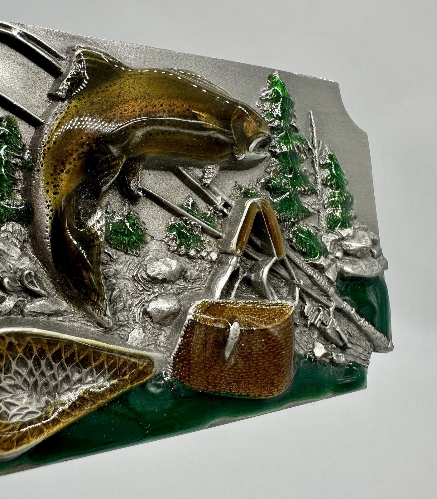 Vintage Siskiyou Belt Co Belt Buckle : Fly Fishing Outdoors Brown Trout Made USA