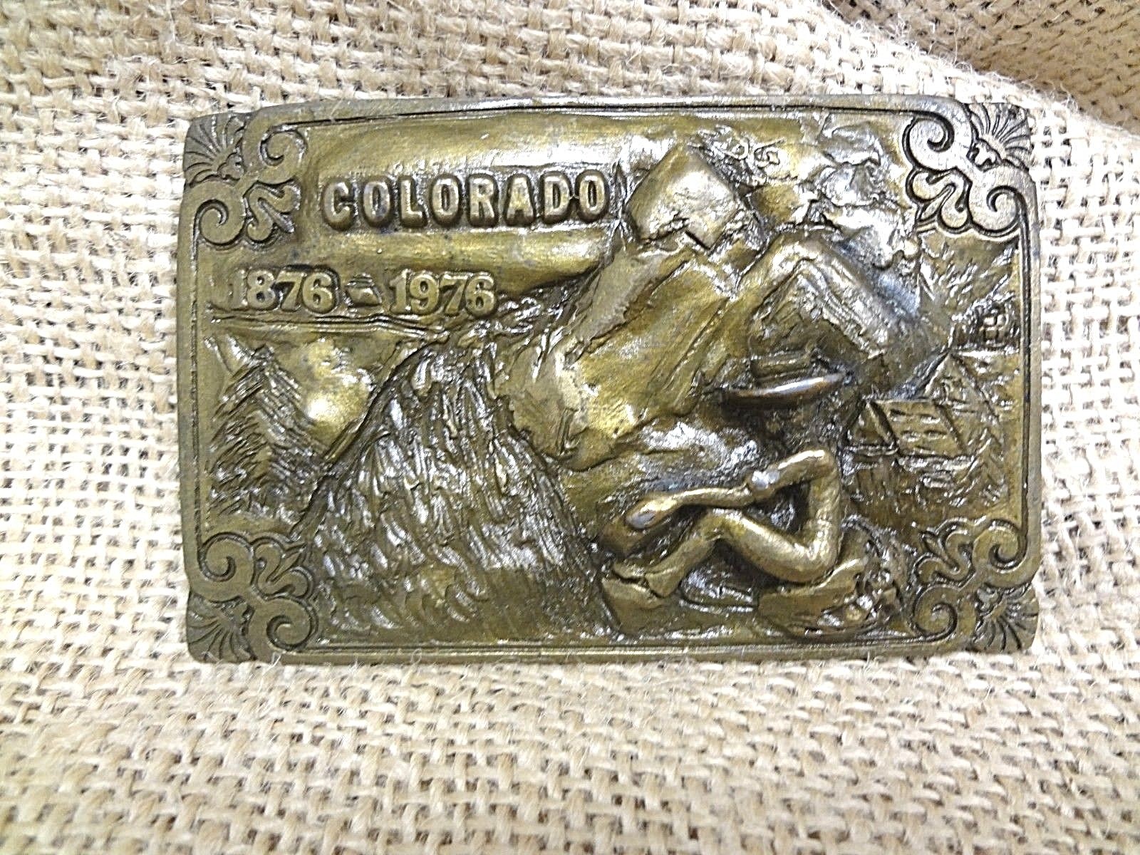 Colorado Centennial 1876-1976 Collectors Brass Belt Buckle Prospecting~FREE SHIP