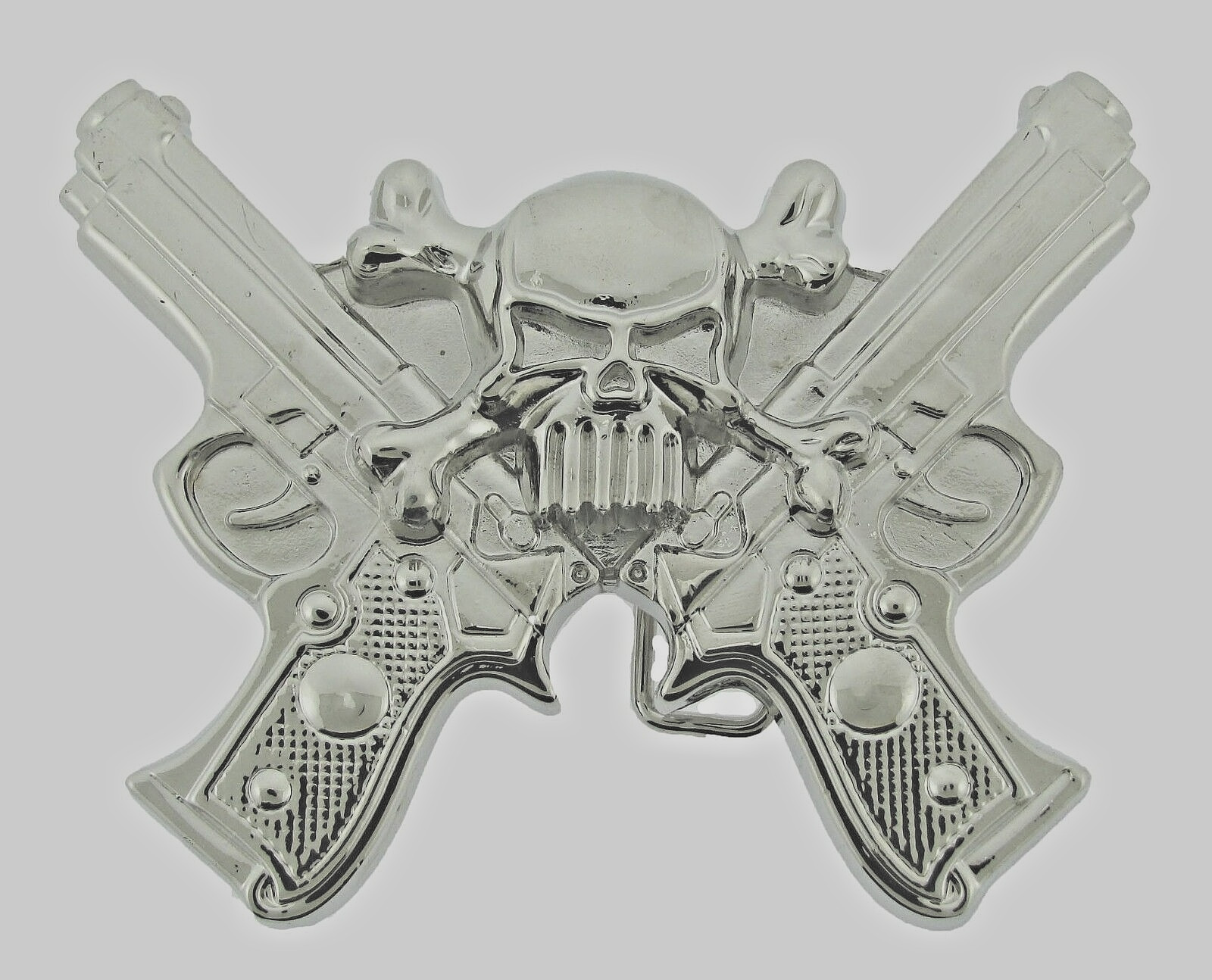 Skull Belt Buckles Gun Silver Metal Emblem Vintage Pirate Men Women Goth Tattoo