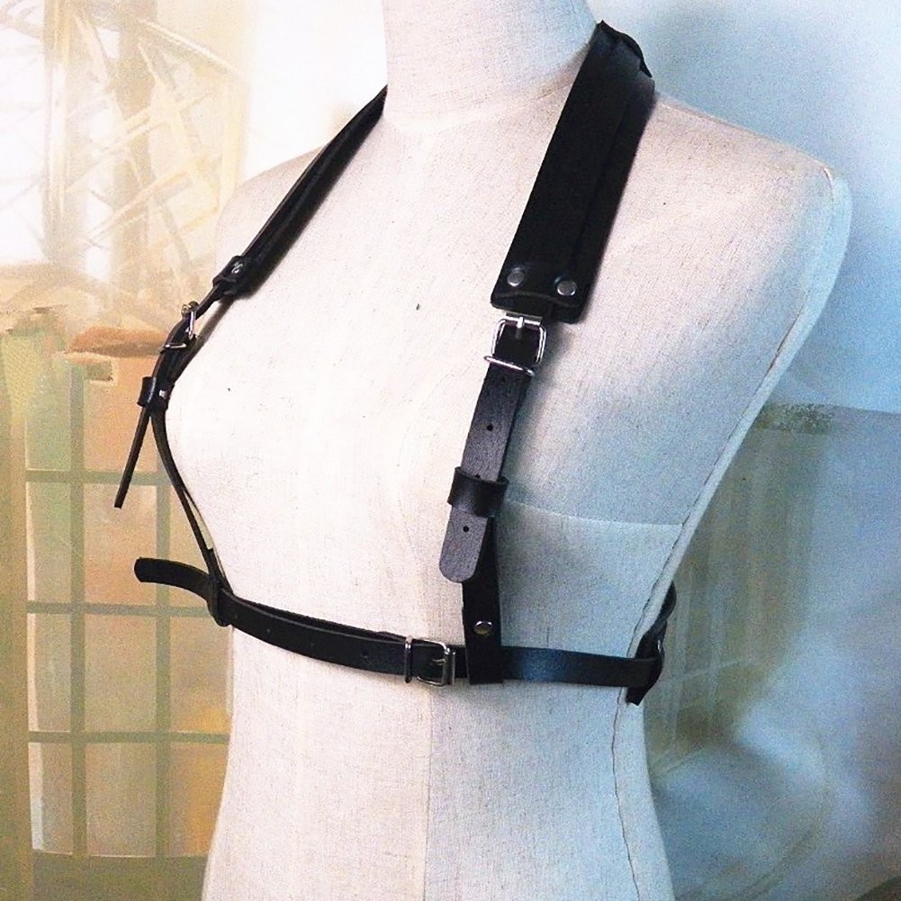 Body Chest Harness Punk Adjustable Faux Leather Belt with One Size, Lm02