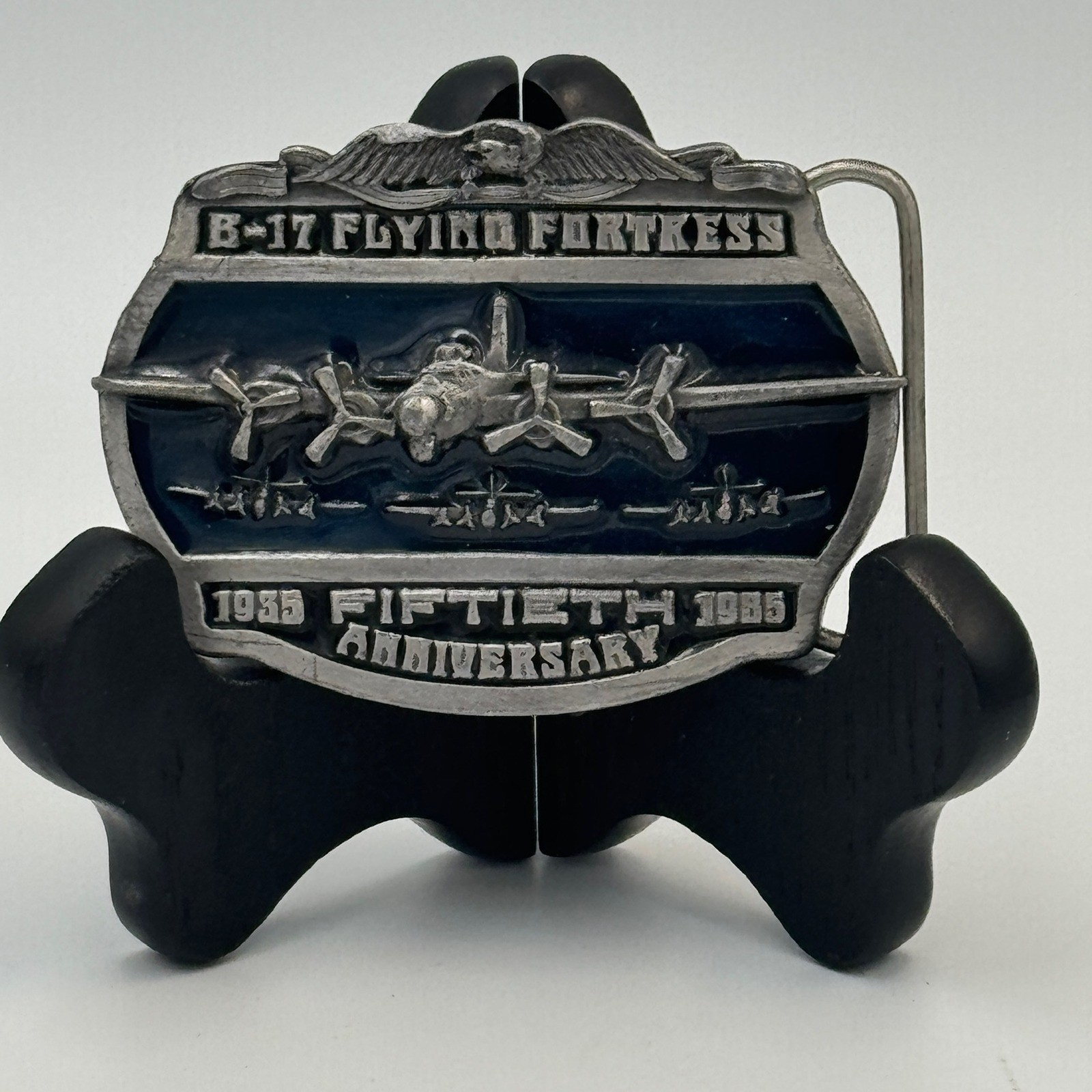 Vintage 1985 B-17 Flying Fortress 50th Anniversary Belt Buckle Limited Edition