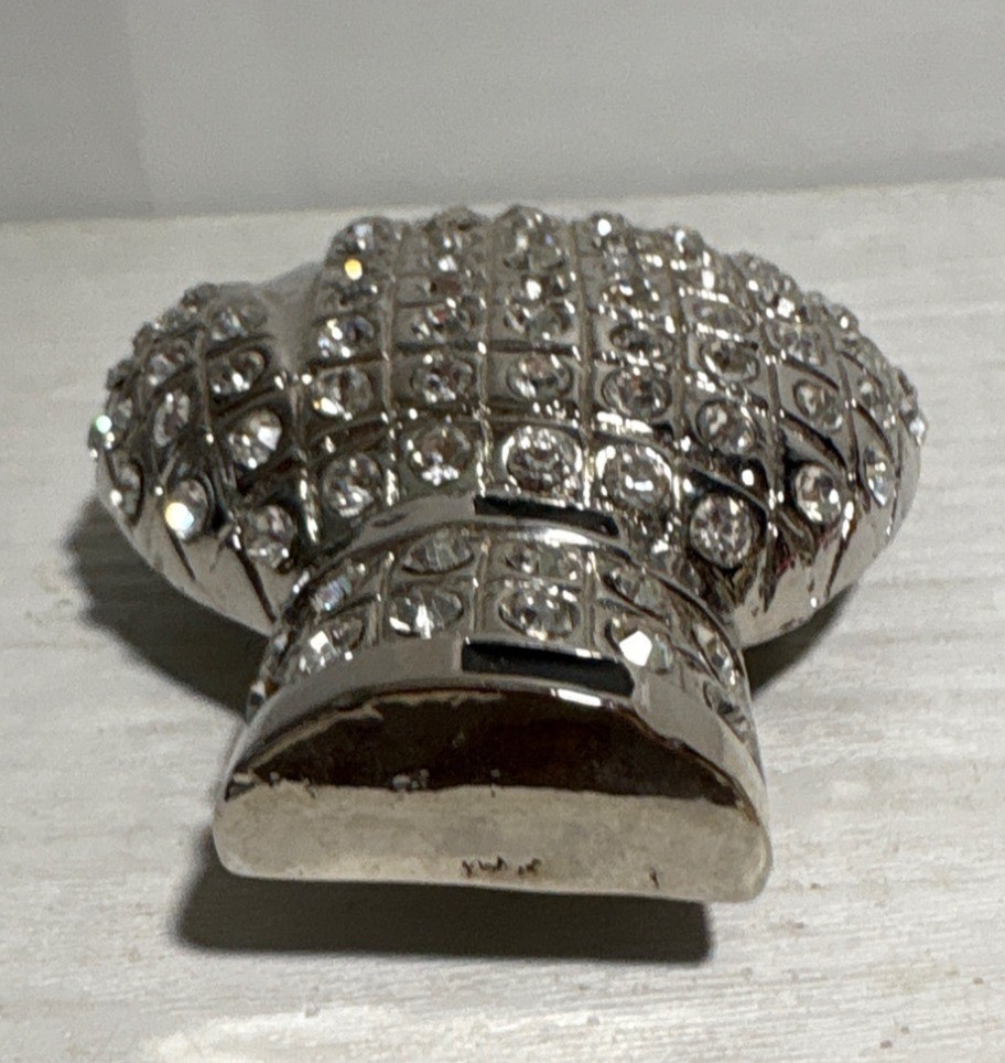 Boxing Glove Belt Buckle Silver Rhinestone Bling Ringside Men & Women 3.5 x 2.5&Prime;