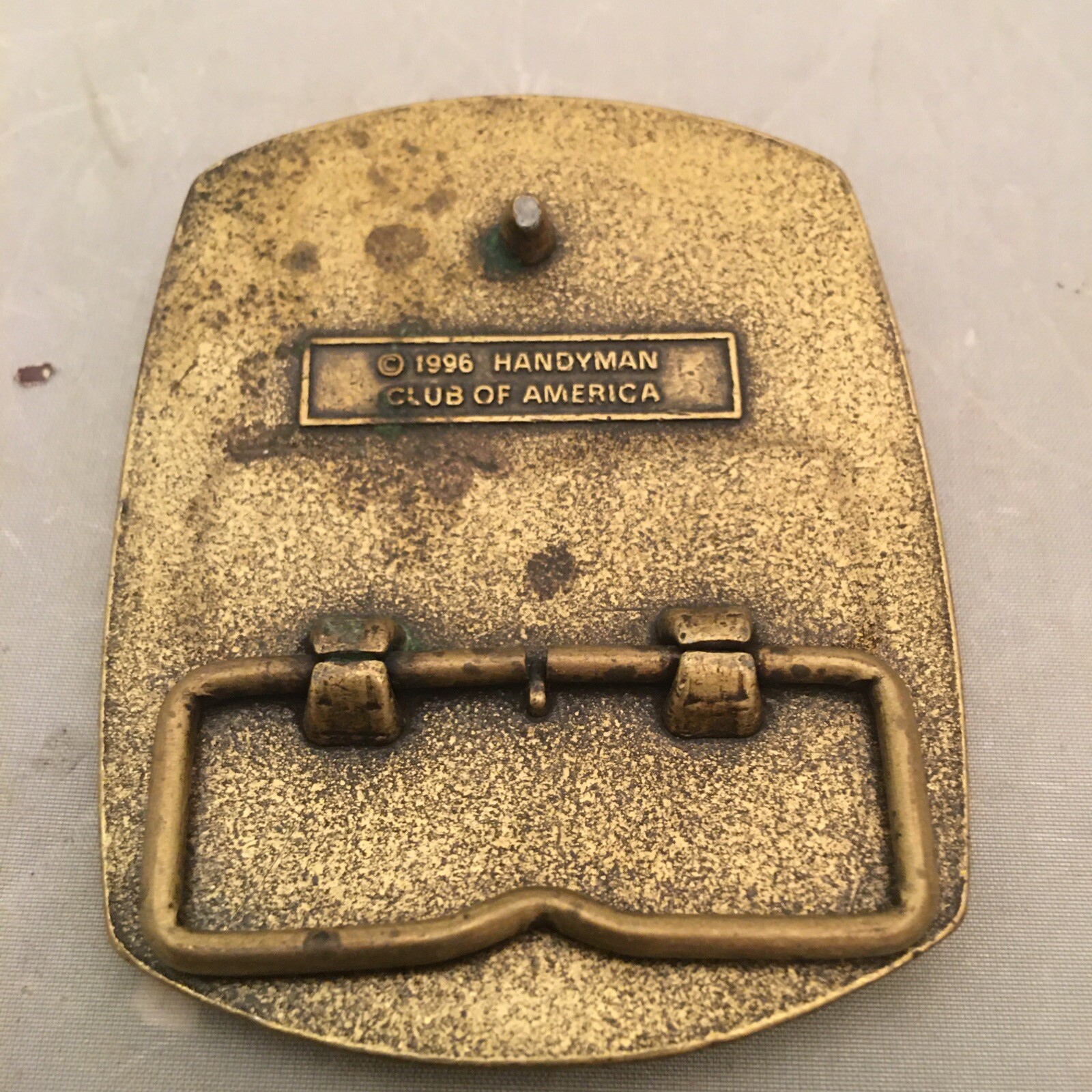 Vintage 90&rsquo;s 1996 Handyman Club Of America Life Member Hammer Logo Belt Buckle