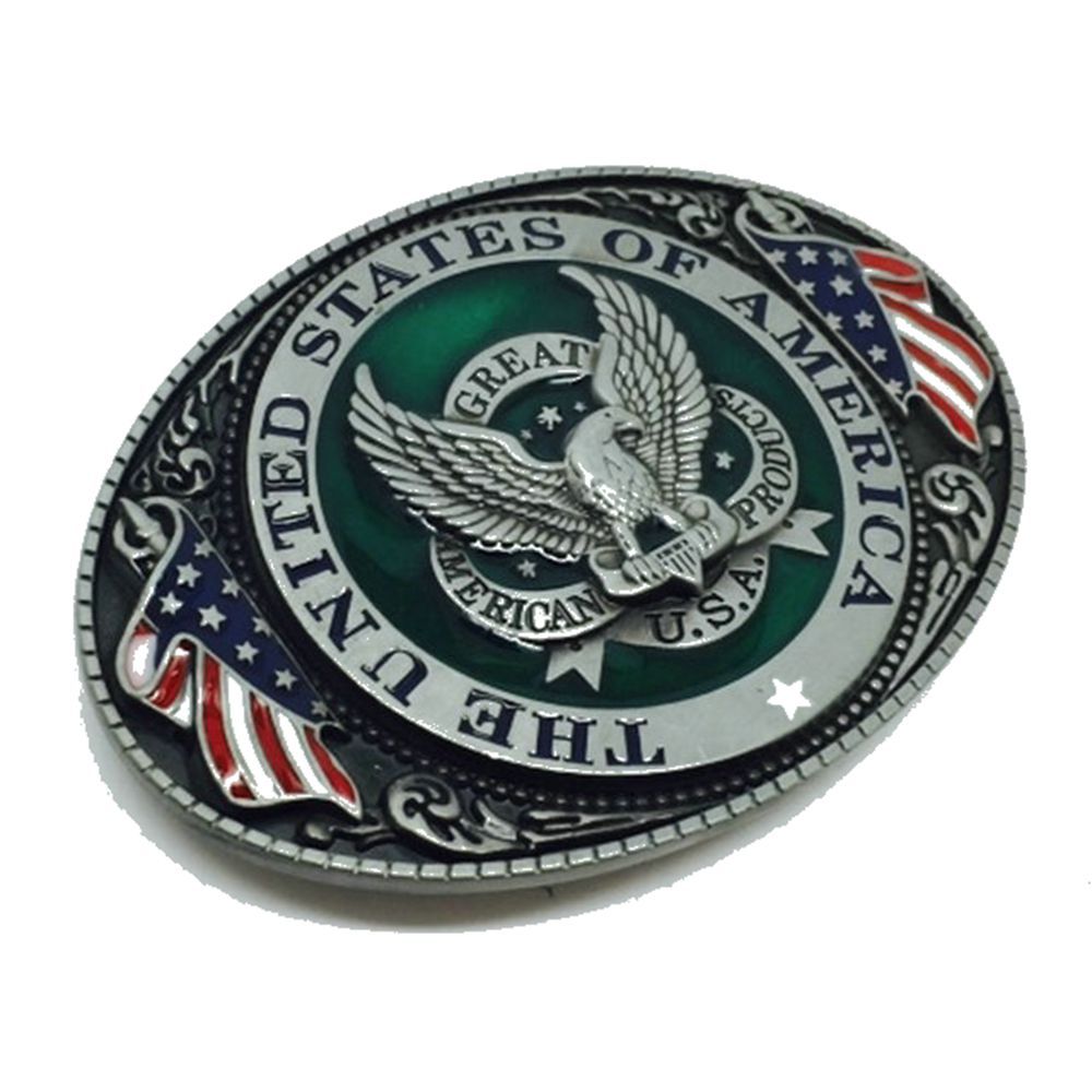 Eagle & American Flag Belt Buckle Western Cowboy Motorcyclist (FLEG-03)