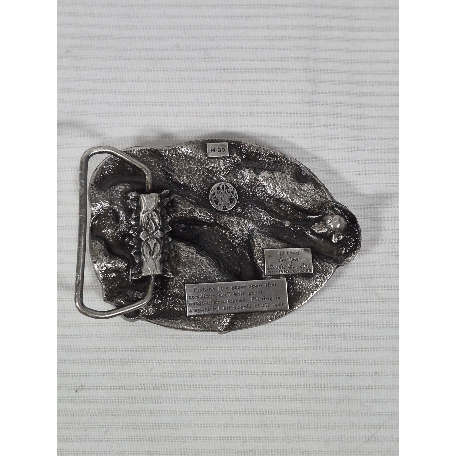 1985 Siskiyou Pewter & Enamel Belt Buckle « I&rsquo;d Rather Be Fishing » Trout M-30