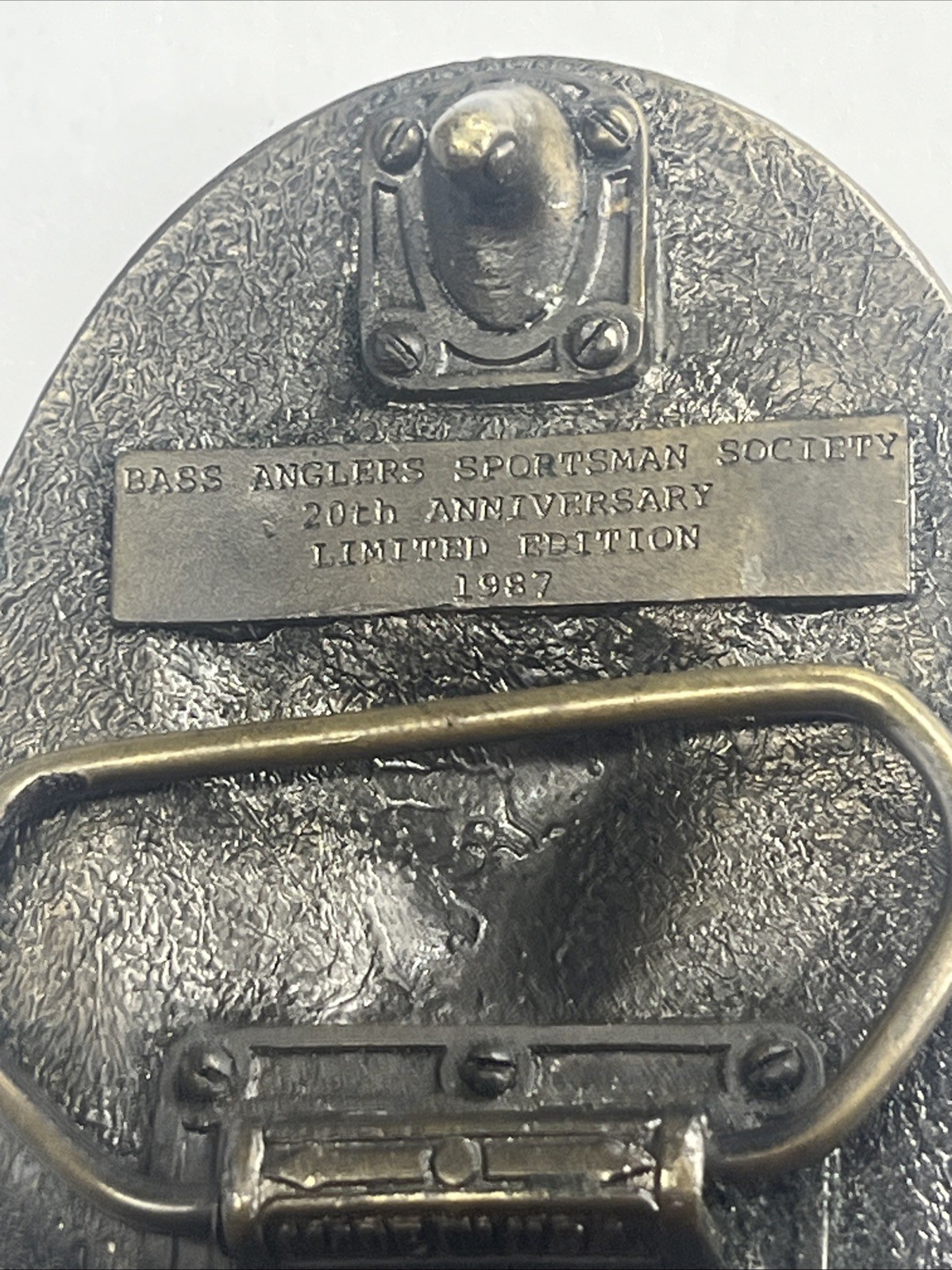 Vintage 1987 Bass Anglers Sportsman Society 20th Anniversary Belt Buckle USA Mad