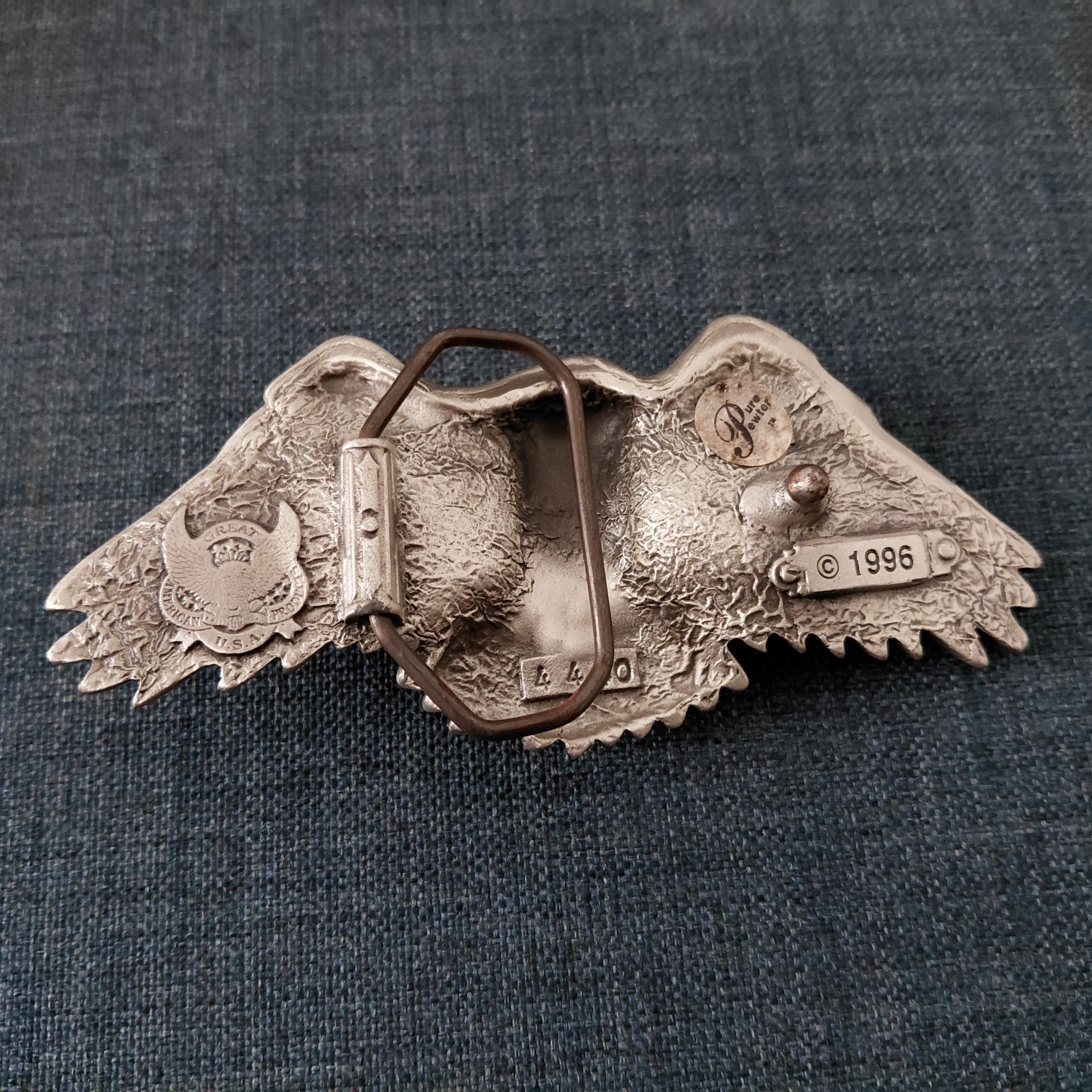 Flying Eagle Belt Buckle Pewter Great American Products USA 1996 Lifelike Y2K