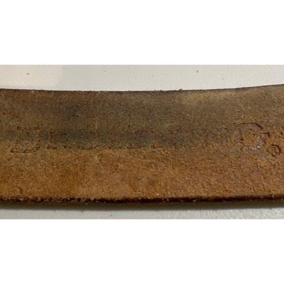 John M. Browning Brown Leather Belt Textured Grip Metal Buckle Sz36 Biker Tough