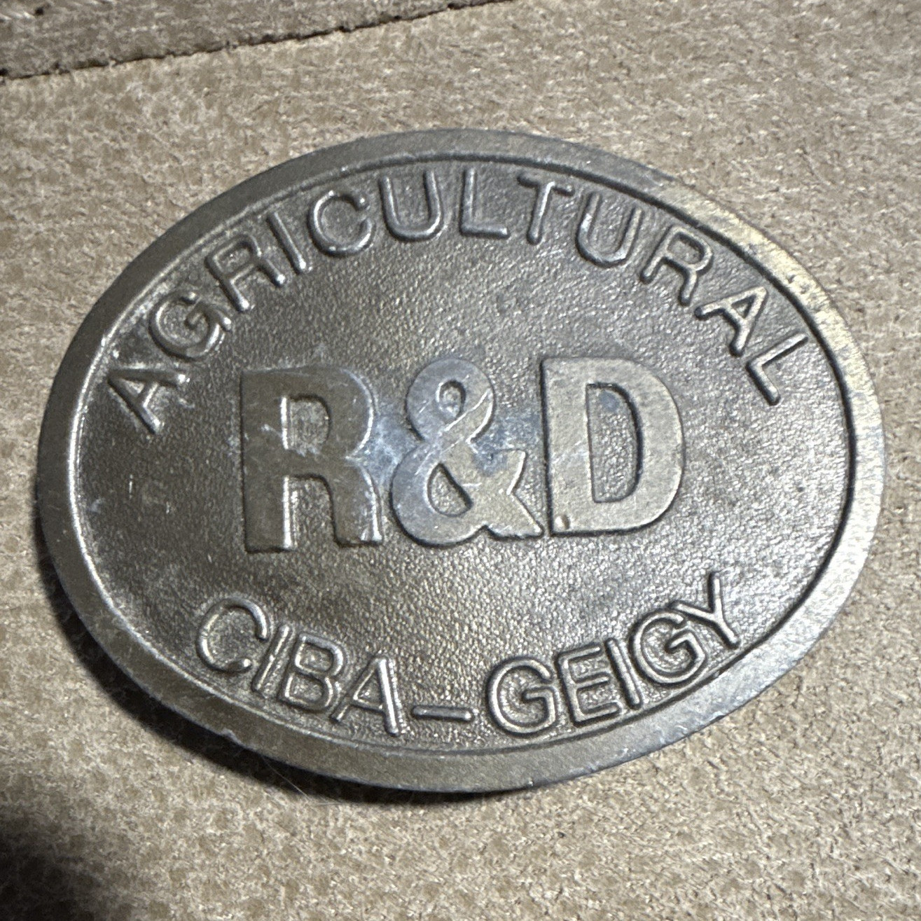 Agricultural R&D Logo Text Belt Buckle Silver Metal 1.5in Men