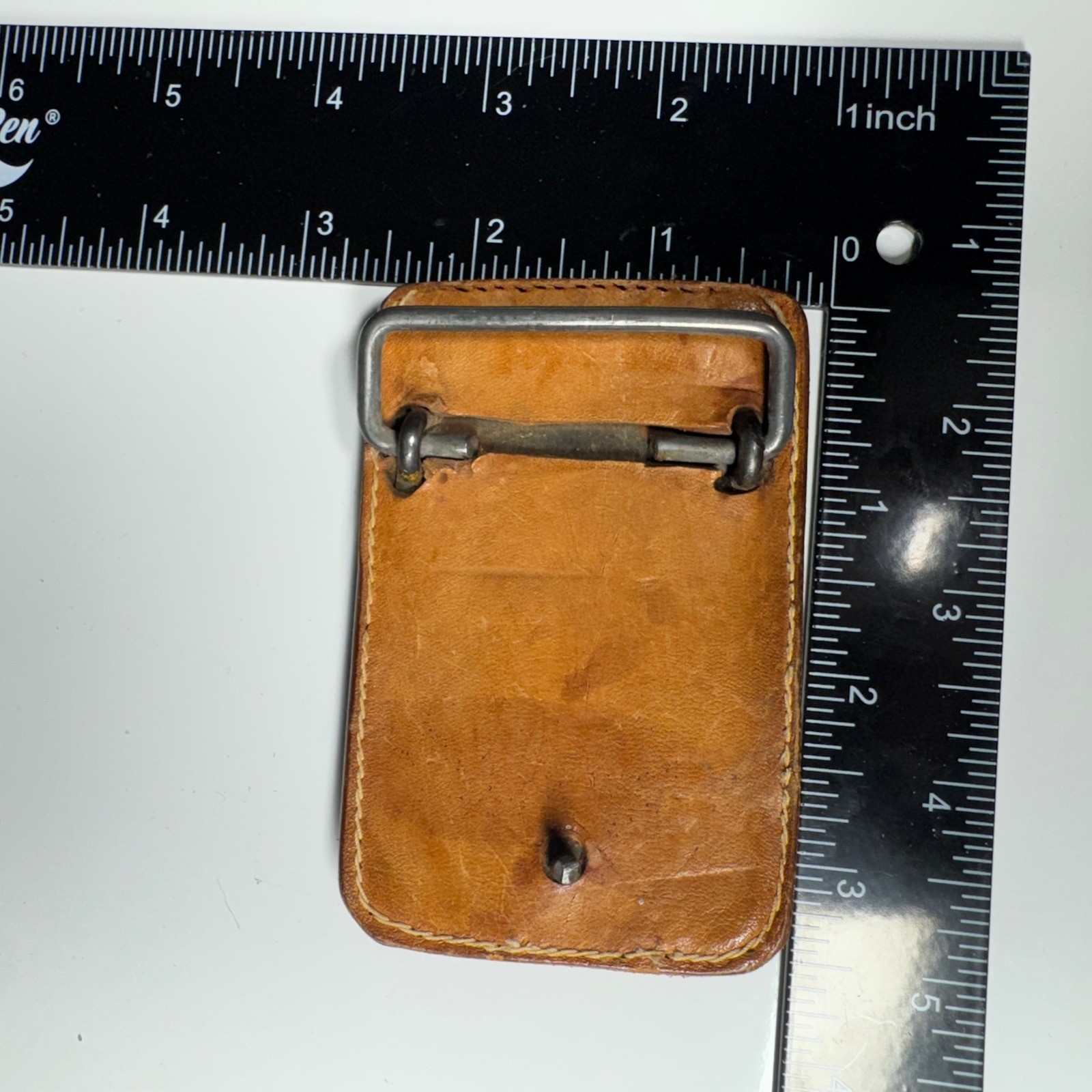 Vintage Leather Belt Buckle Western Style Geometric Embroidered F R