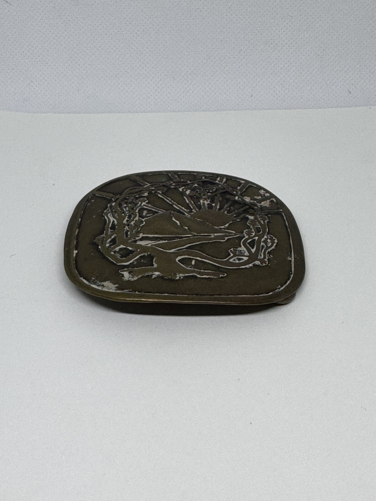 Vintage TREE OF LIFE belt buckle Solid Brass hippie boho 1970s western cowboy