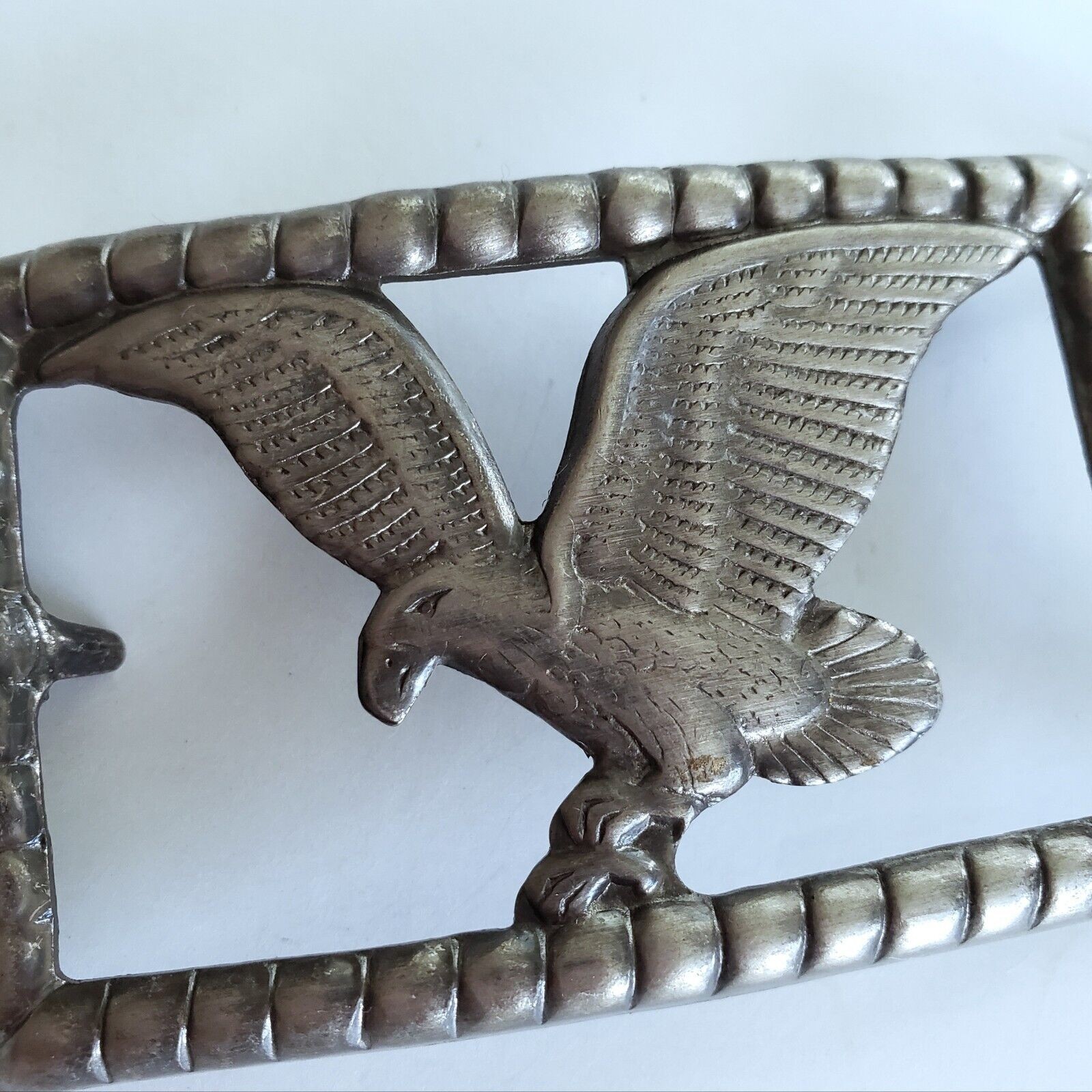Vintage Eagle Belt Buckle Silvertone Embossed Country Western Rodeo Biker Retro