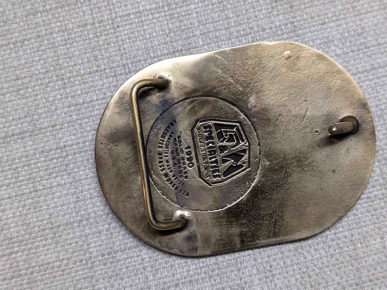vintage CHEVRON belt buckle LOST HILLS project team OIL WELL petroleum BRASS