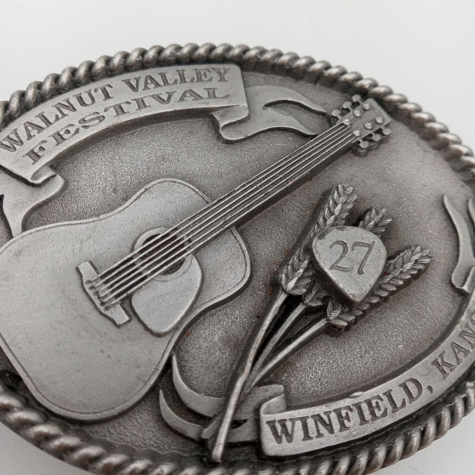 Acoustic Guitar 1998 Belt Buckle Walnut Valley Festival 27th Winfield KS Music F