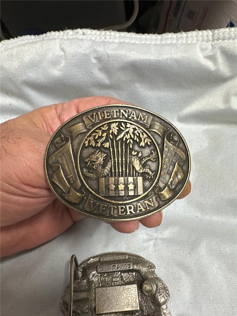 Two Vintage Vietnam Belt Buckles – 30th Year Commemorative and Veteran