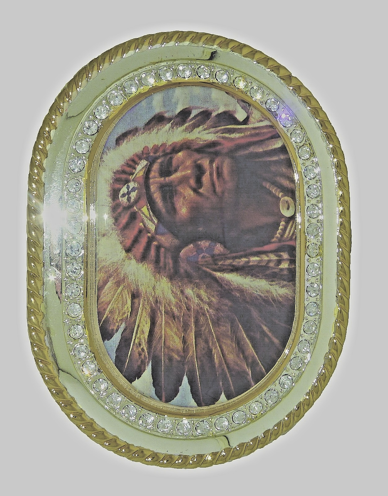 Indian Chief Belt Buckle Men Women Vintage Head Native American Gold Metal Bling