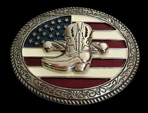American America USA Flag Belt Buckle Western Cowboy Cowgirl Boots