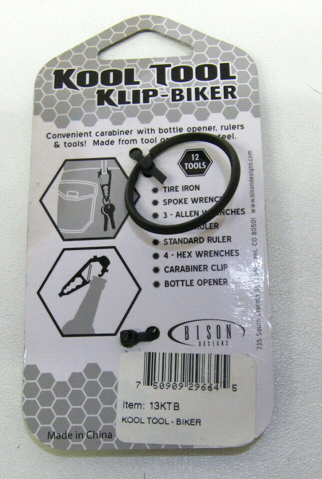 Bison Designs &lsquo;Kool Tool&rsquo; Klip-Biker 12 in 1 Handy Tool for Bicycles – New – NOS