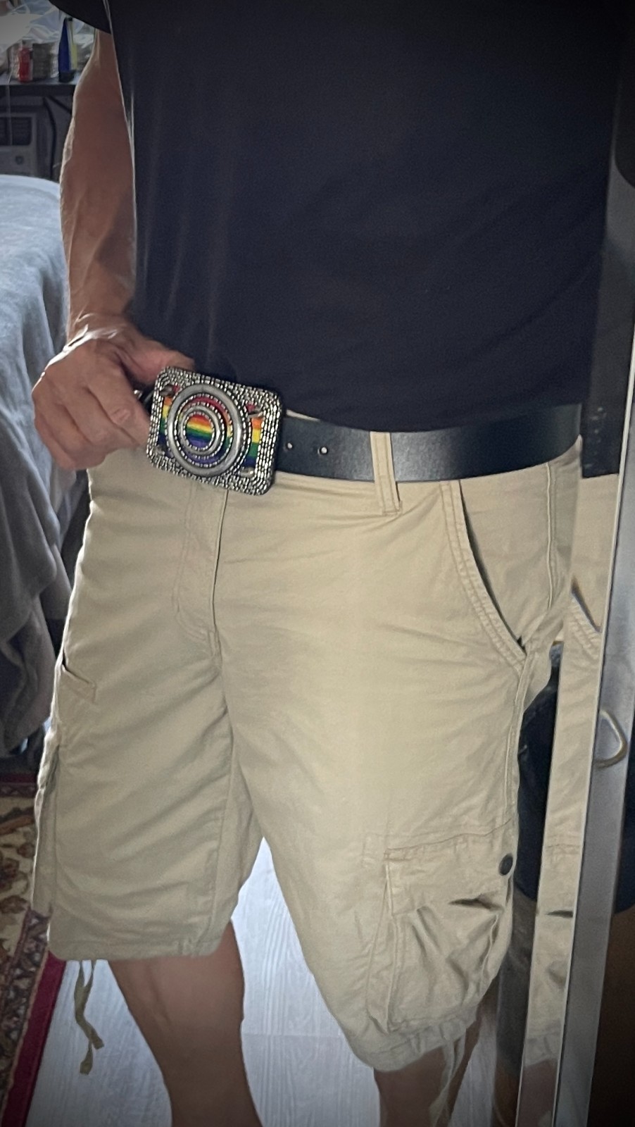 “Armor of Color” Pride Belt Buckle OOAK Rainbow Wood Inlay – Darren McNeese