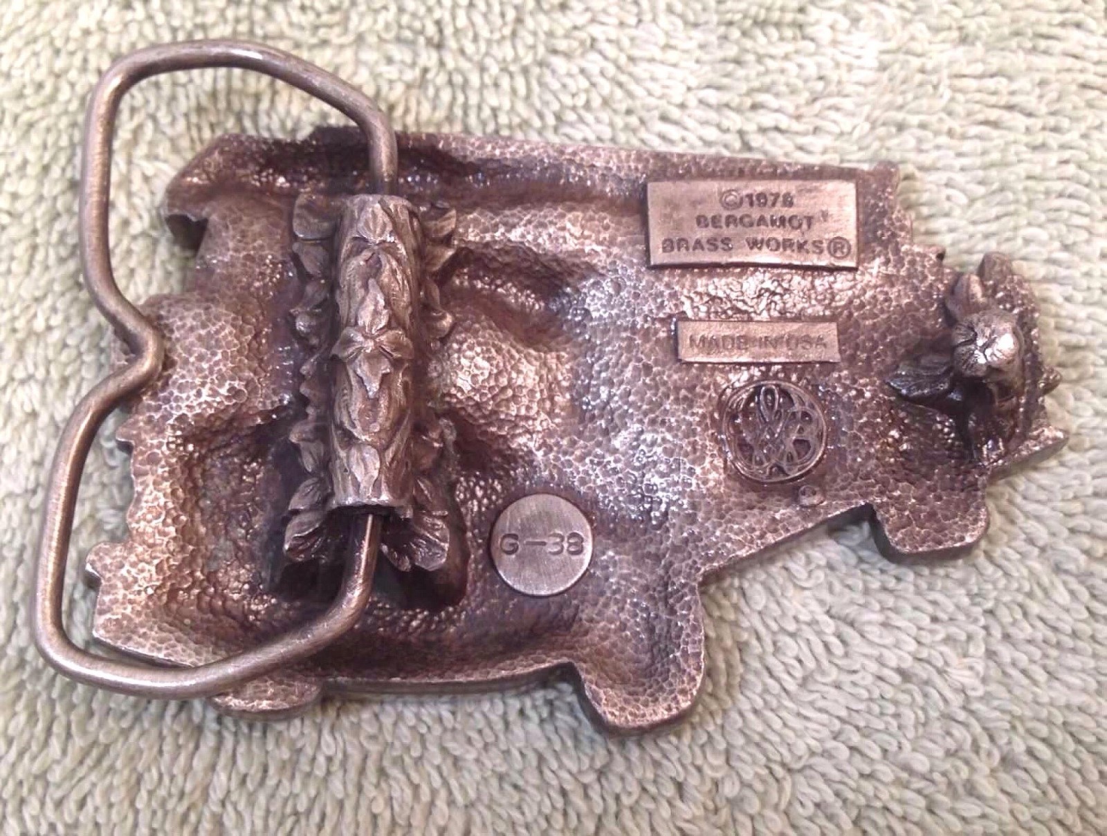 1978 Bergamot Brass Works Firetruck Ladder Truck Fireman Metal Belt Buckle Fire