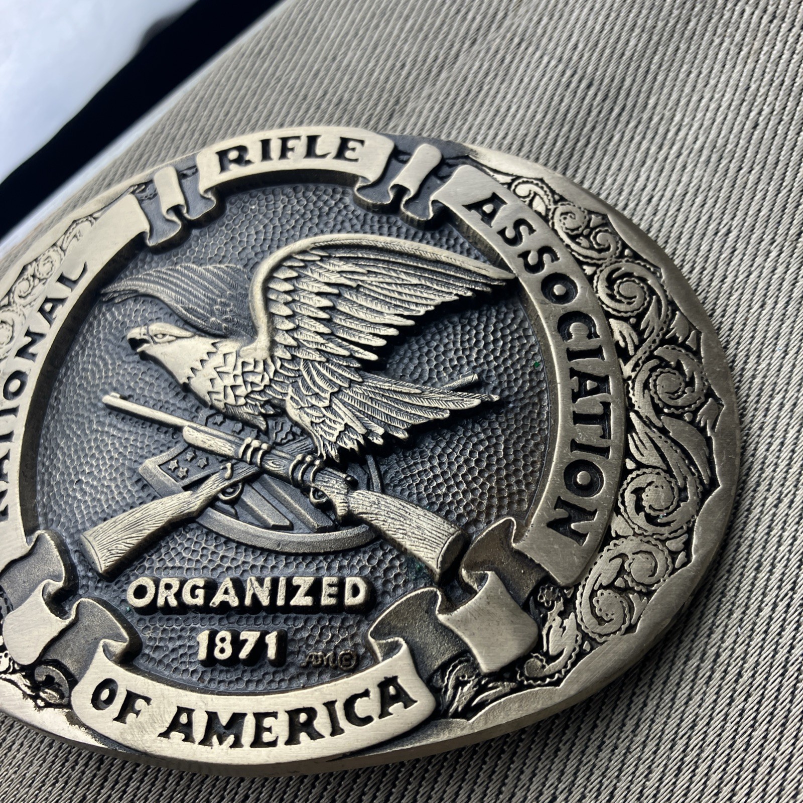 NATIONAL RIFLE ASSOCIATION OF AMERICA BELT BUCKLE SOLID BRASS