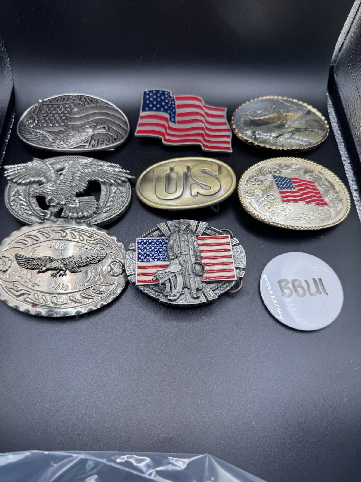 Vintage USA themed LOT OF 8 belt buckles