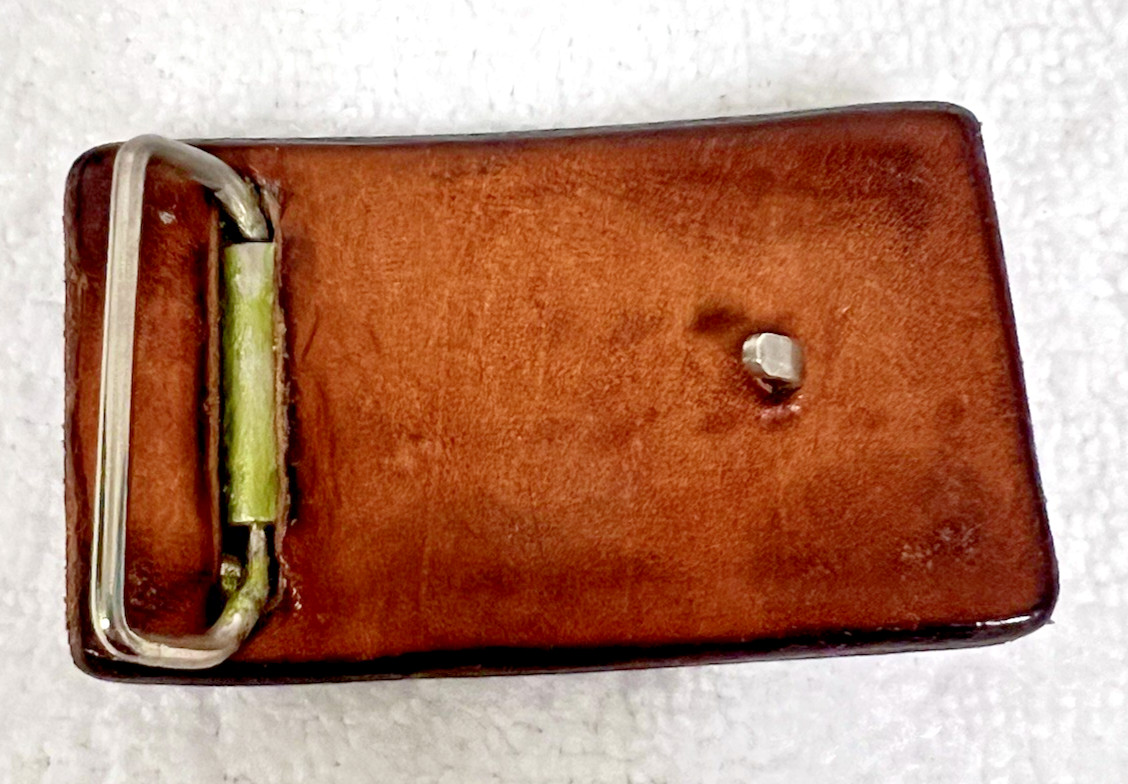 1970s Vintage Embossed Native American Thunderbird Tooled Leather Belt Buckle