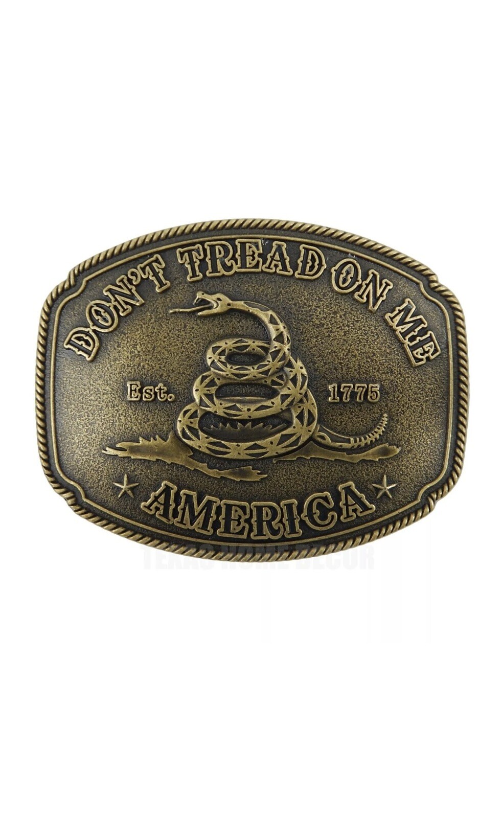 America Don&rsquo;t Tread On Me Flag Snake Belt Buckle Antique Bronze Tone DT02