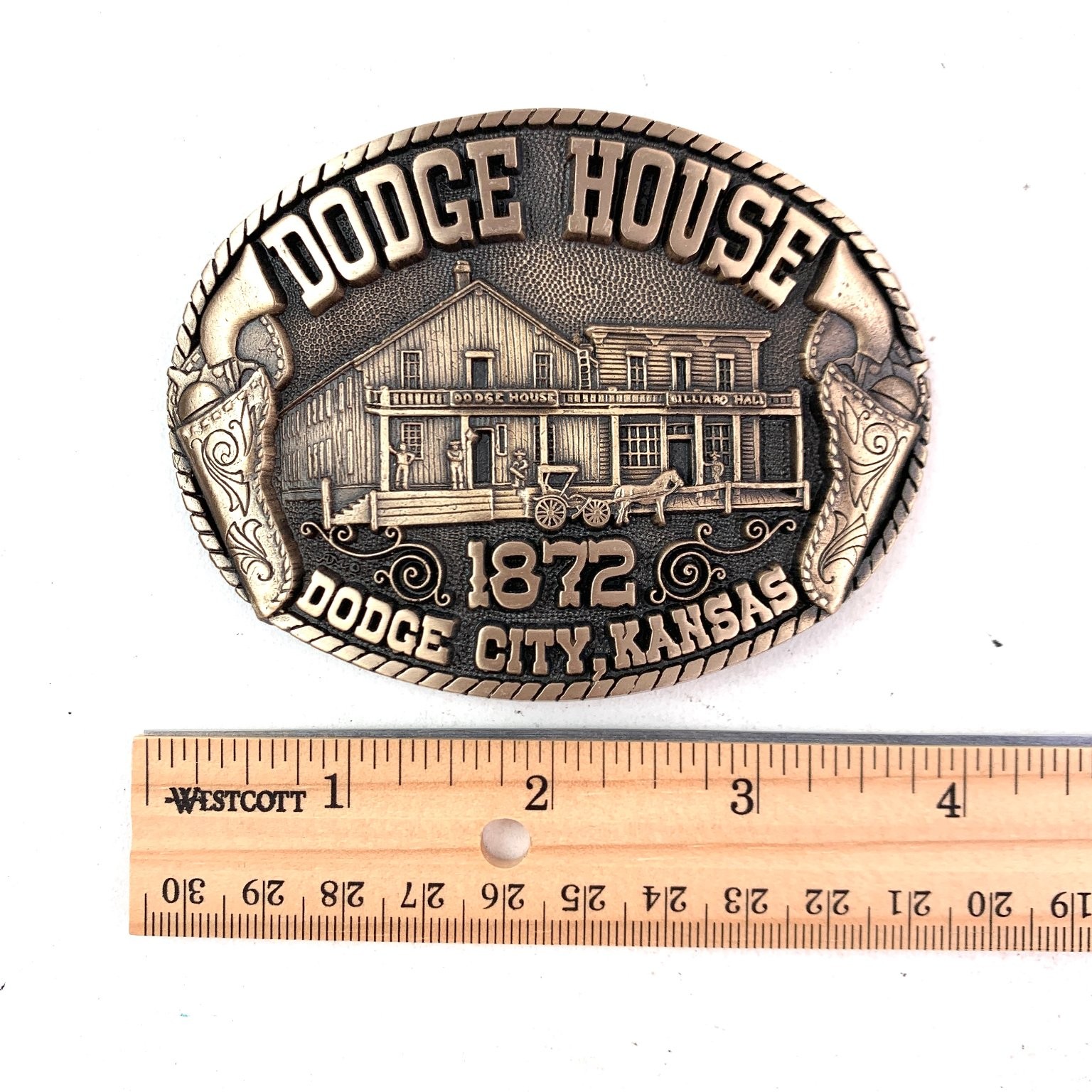 Dodge House Kansas 1872 Belt Buckle Bronze Tone Western Limited Edition