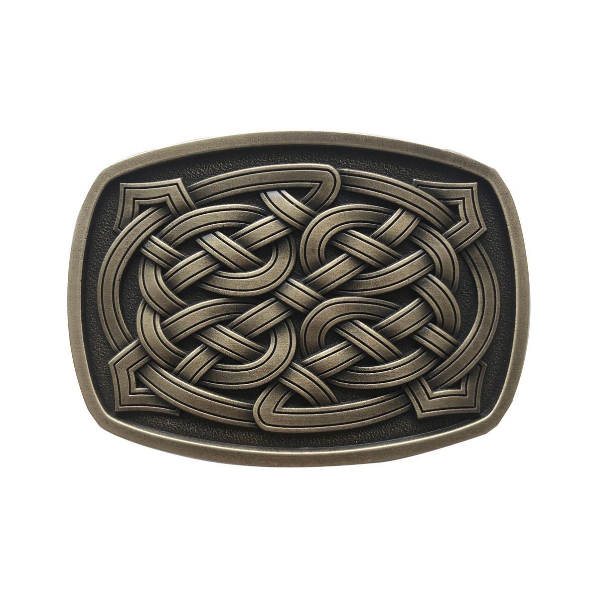 Antique Bronze Plated Cross Celtic Knot Rectangle Belt Buckle also Stock in US