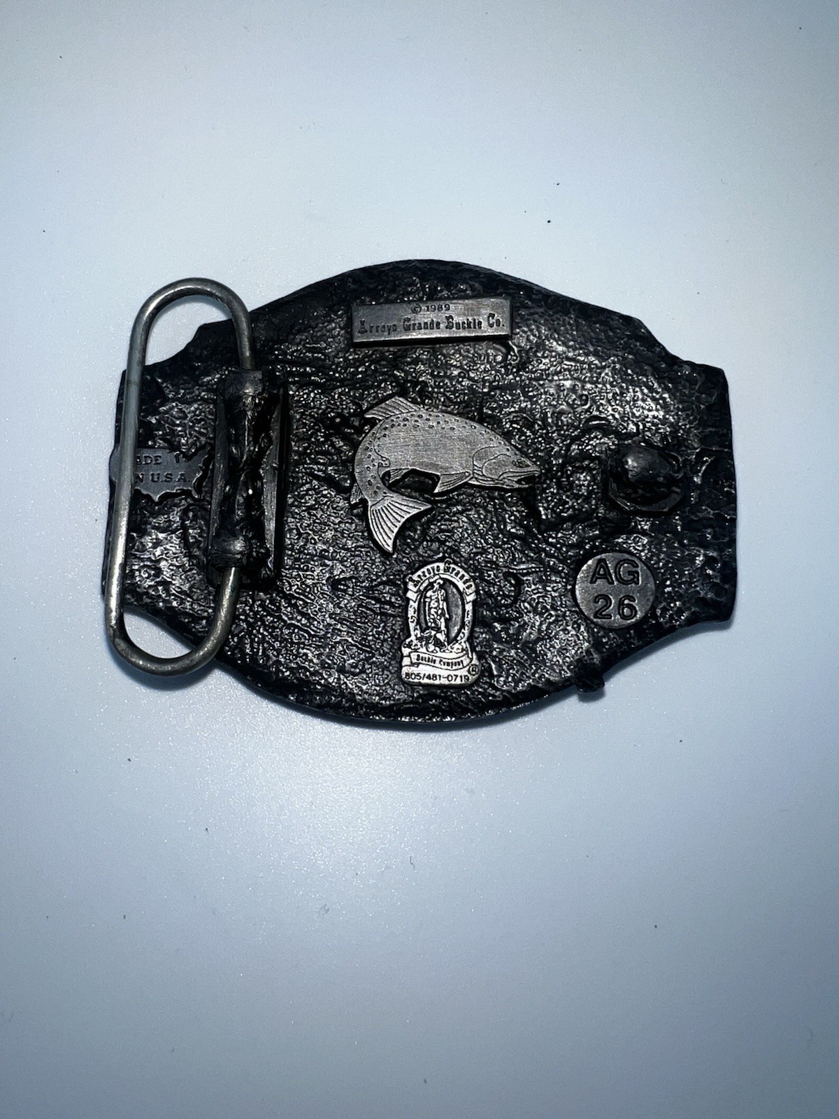 I&rsquo;d Rather Be Fishing Belt Buckle Antique Silver Enamel Inlay Fits 1.5&Prime; Belts