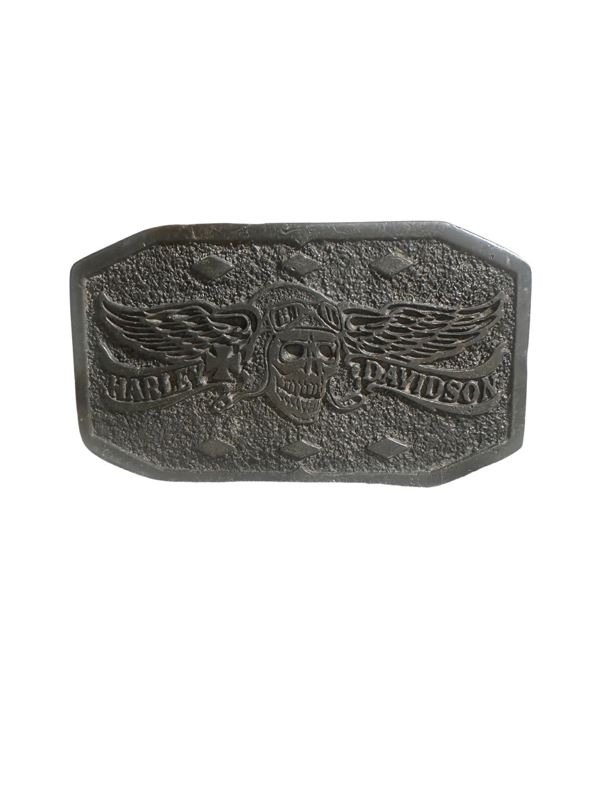 Harley Davidson Winged Skull Graphite Metal Belt Buckle Heavy Biker Motorcycle