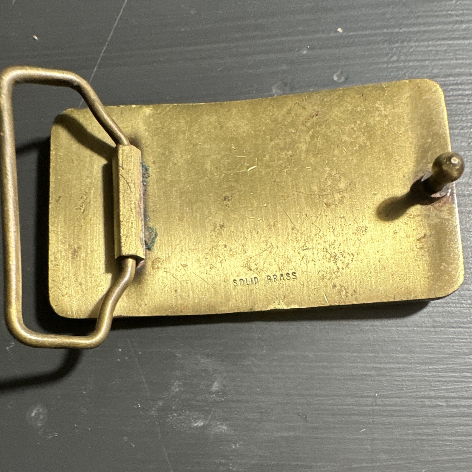 Vintage Western Solid Brass Engraved Gold 100 Riyals Saudi Arabian Belt Buckle