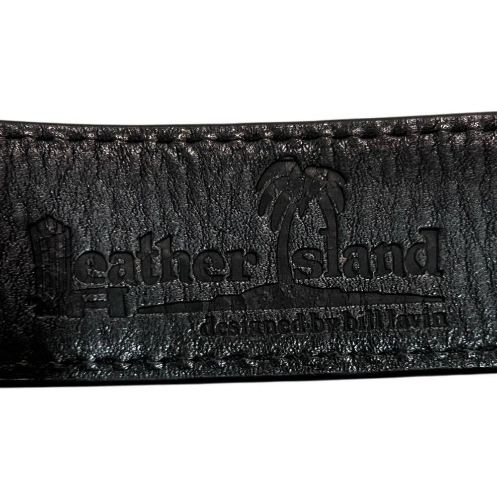 🖤 Leather Island by Bill Lavin Belt w/ Decorative Marble-Style Buckle