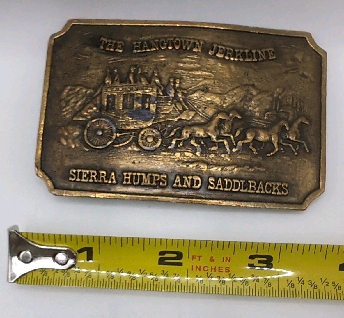 Western Belt Buckle The Hangtown Jerkline Sierra Humps & Saddlbacks Brass USA