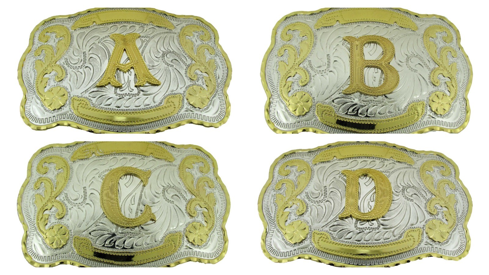 New Men Women Western Initial Rodeo Letter A-Z Silver Gold Metal Antiqued Mirror