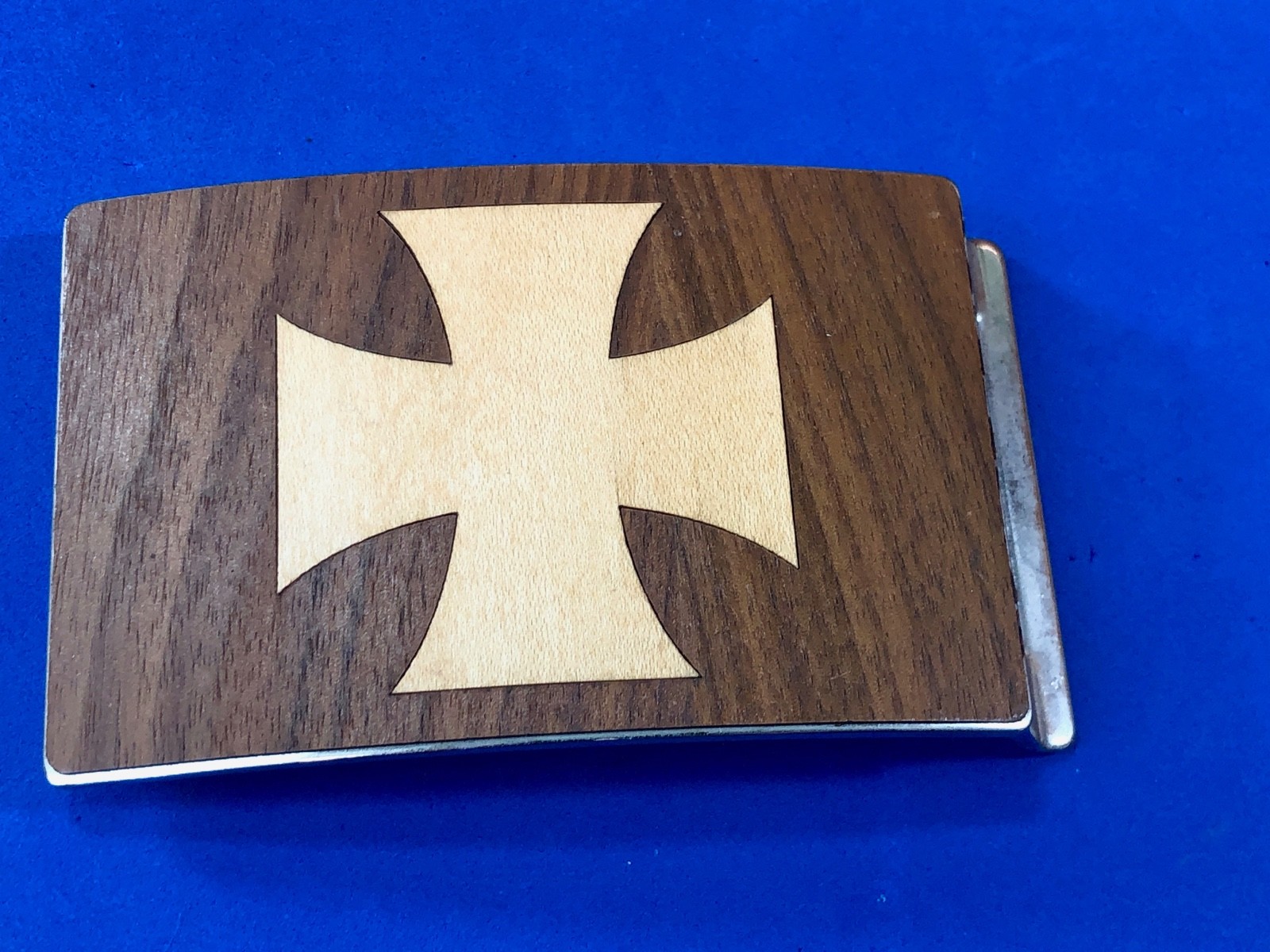 Mixed Wood Artisan? Iron cross QUALITY Vintage Belt Buckle