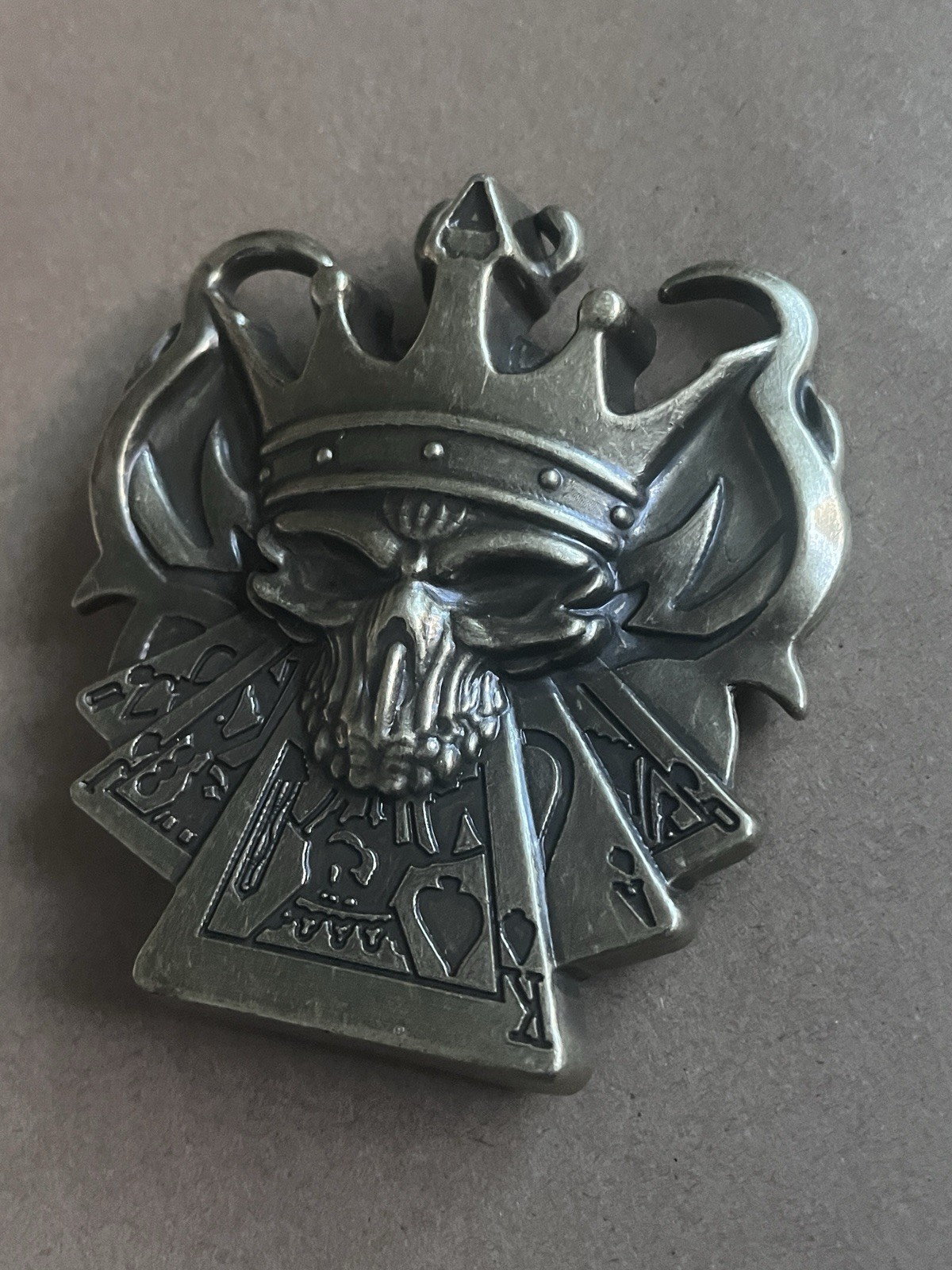 Buckle Skull Crown Royal Flush Gaming Casino Gothic Biker Punk Vibe Belt Buckle