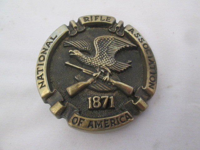 1978 National Rifle Association Belt Buckle NRA 1871 Solid Brass Baron Buckle
